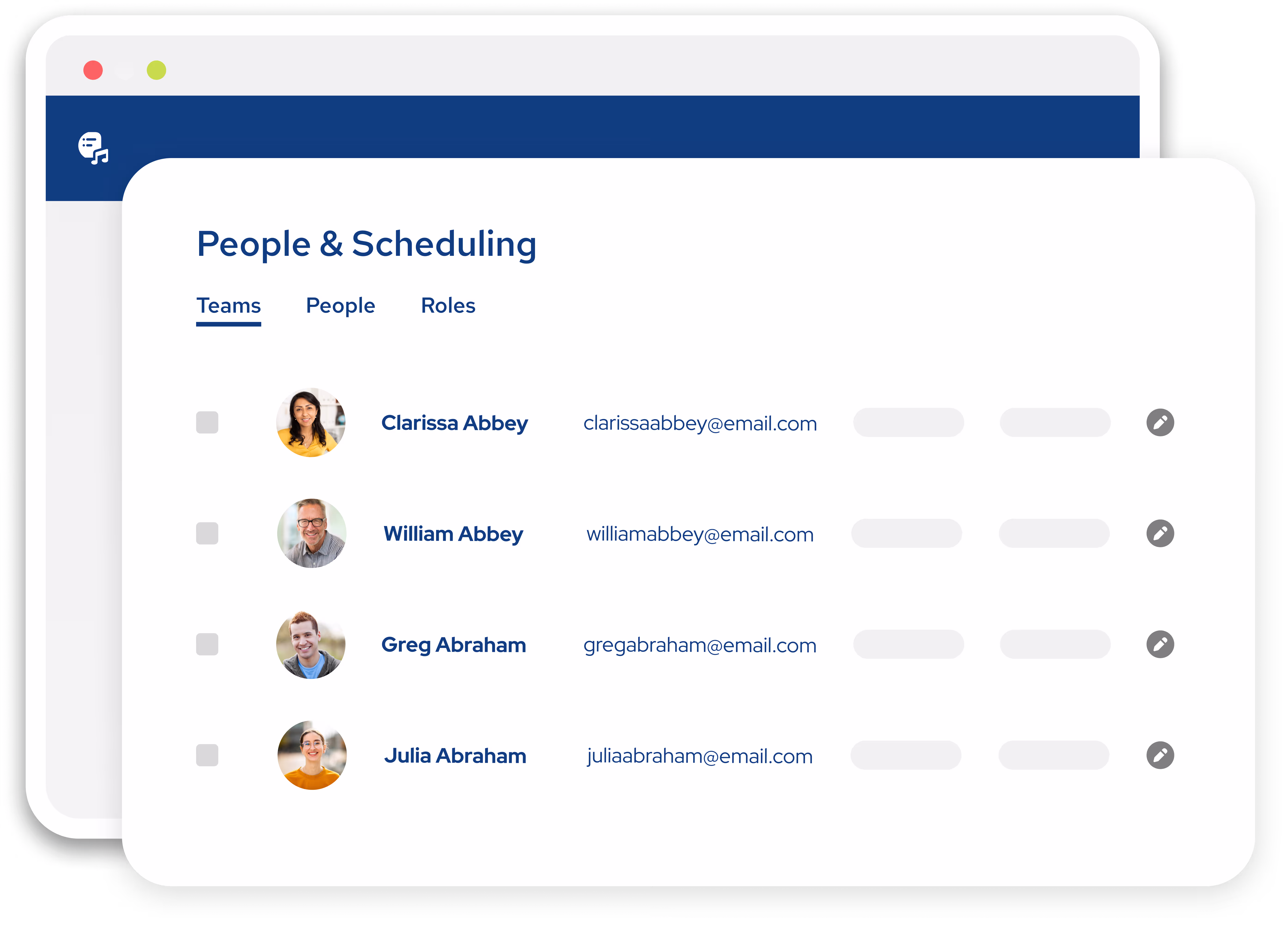 Dashboard showing People & Scheduling